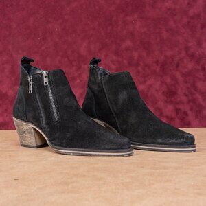 Very Volatile LA Women Distress Black Leather Double Zip Western Ankle Boots 8.5